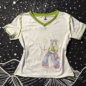 Elf Girl Kids V-Neck Shirt - White and Green